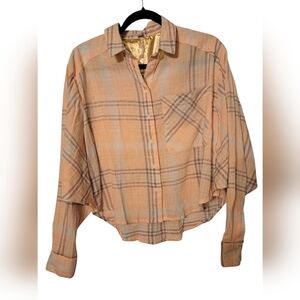 Free People Cutie Plaid Button Down Shirt Small